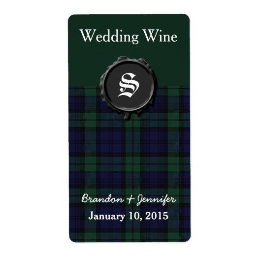 Black Watch Pset Wedding Mini Wine Labels (Voorkant)
