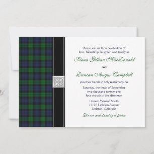 Black Watch Scottish Tartan Wedding Invitation Kaart