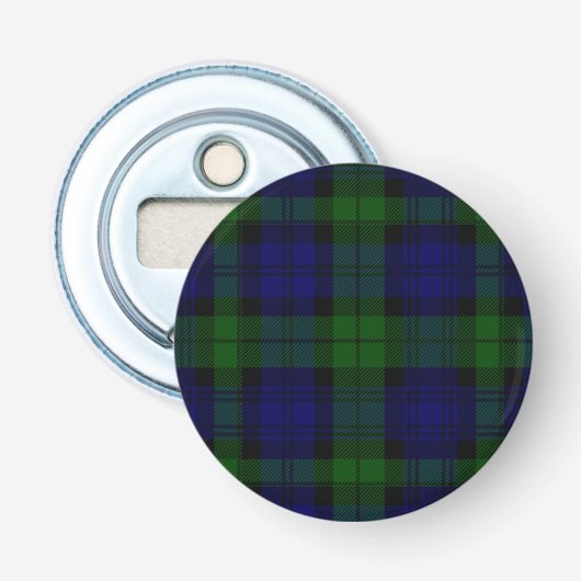 Black Watch Tartan Blue Green Pset Button Flesopener (Voorkant)