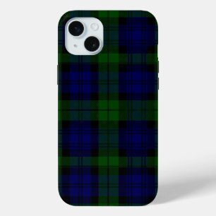 Black Watch Tartan Blue Green Pset iPhone 15 Mini Hoesje