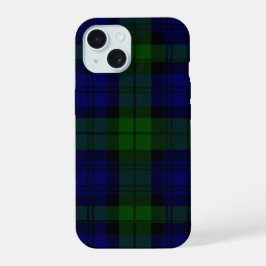 Black Watch Tartan Blue Green Pset iPhone 15 Hoesje