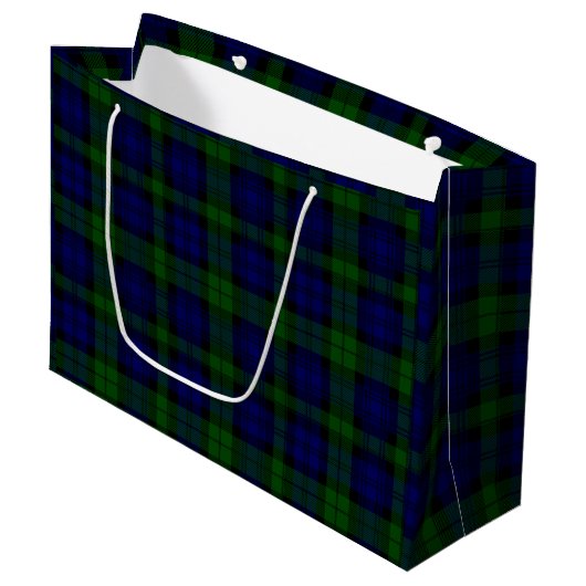Black Watch Tartan Blue Green Pset Large Cadeauzakje (Voorkant Gekanteld)