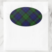 Black Watch Tartan Blue Green Pset Ovale Sticker (Tas)