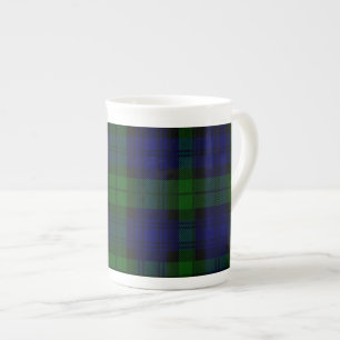 Black Watch Tartan Blue Green Pset Porselein Kop