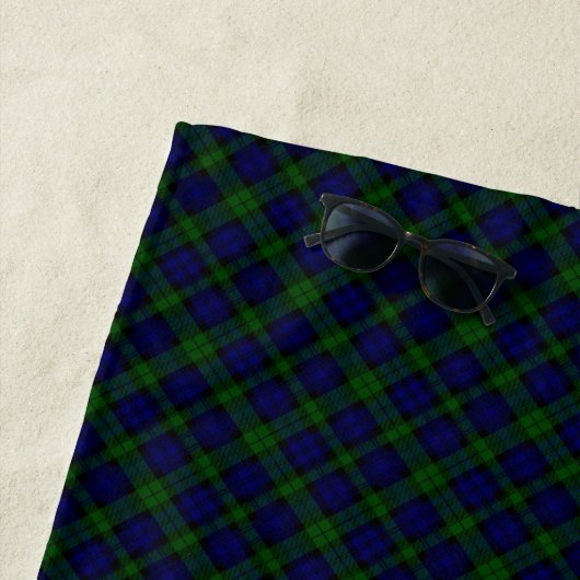 Black Watch Tartan Blue Green Pset Strandlaken (In situ)