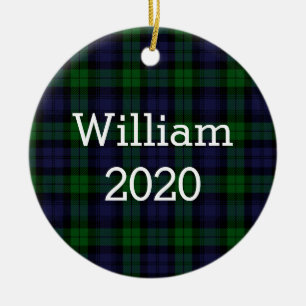 Black Watch Tartan Gepersonaliseerd Keramisch Ornament