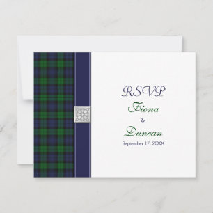 Black Watch Tartan Keltische antwoordkaart RSVP Kaartje