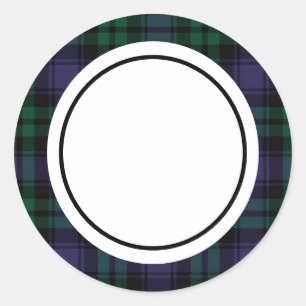 Black Watch Tartan, Schotse ruit Ronde Sticker