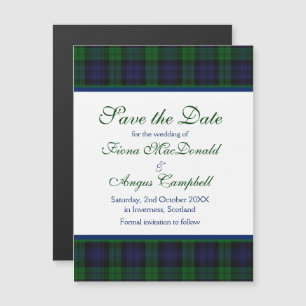Black Watch Tartan Wedding Bewaar de datummagneet Magnetische Uitnodiging