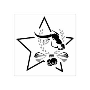 Black Water Buffalo Carabao in een zwarte ster Rubberstempel