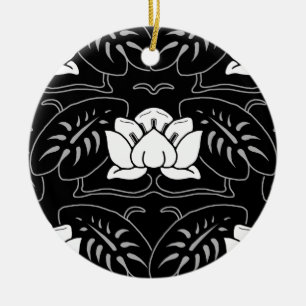 Black Water Lily Motif Keramisch Ornament
