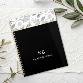 Black Watercolor Floral Pattern Stylish 2026 Planner