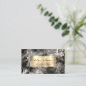 Black Watercolor Gold Veins Carte de visite (Debout devant)