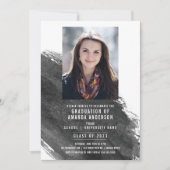 Black Watercolor Photo Graduation Party Invitation (Devant)