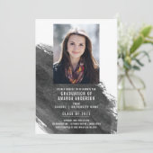 Black Watercolor Photo Graduation Party Invitation (Debout devant)