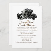 Black Watercolor Roses Élégant mariage Invitations (Devant / Derrière)