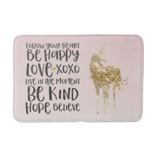 Black Waterverf Inspirerend Gold Unicorn Badmat