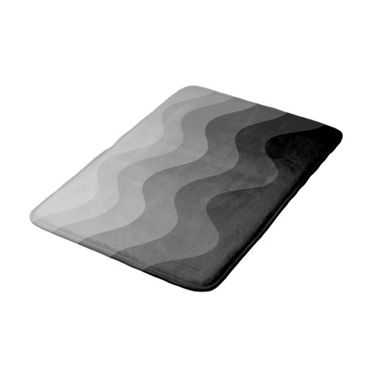 Black Wavey Stripe Modern Bath Mat (Gekanteld)