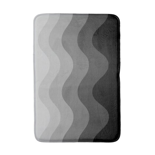 Black Wavey Stripe Modern Bath Mat (Voorkant Verticaal)