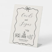 Black Wavy grillige Italiaanse Doodle bruiloft Reclamebord Met Voetstuk (Voorkant)