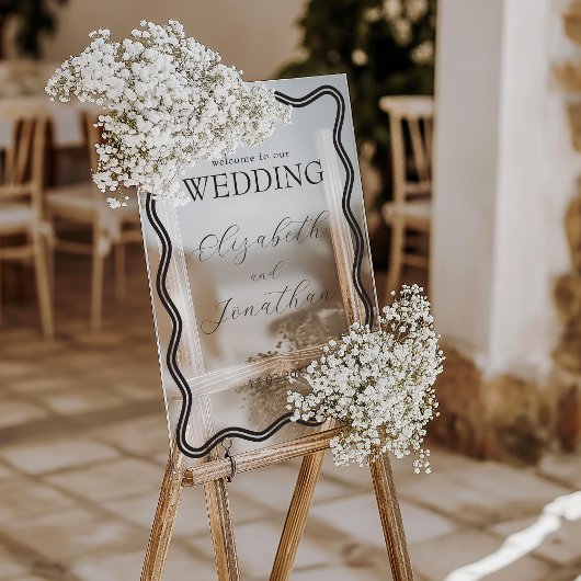 Black Wavy Lijst bruiloft welkom Acryl Bord