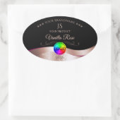 Black Wavy Rose Gold Logo Monogramme Étiquette pro (Sac)