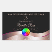 Black Wavy Rose Gold Logo Monogramme Étiquette pro (Devant)