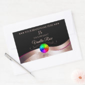 Black Wavy Rose Gold Logo Monogramme Étiquette pro (Enveloppe)