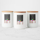 Black Wavy Rose Gold Logo Monogramme Étiquette pro (Bouteilles)