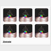 Black Wavy Rose Gold Logo Monogramme Étiquette pro (Feuille)