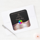 Black Wavy Rose Gold Logo Monogramme Étiquette pro (Enveloppe)