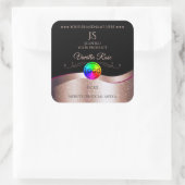 Black Wavy Rose Gold Logo Monogramme Étiquette pro (Sac)