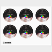 Black Wavy Rose Gold Logo Monogramme Étiquette pro (Feuille)