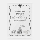 Black Wavy Whimsical Italien Mariage de doodle (Recto)