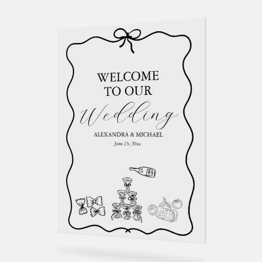 Black Wavy Whimsical Italien Mariage de doodle (Angle)
