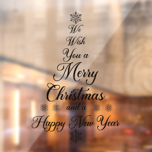 Black we wensen u een prettig kerstvenster. raamsticker