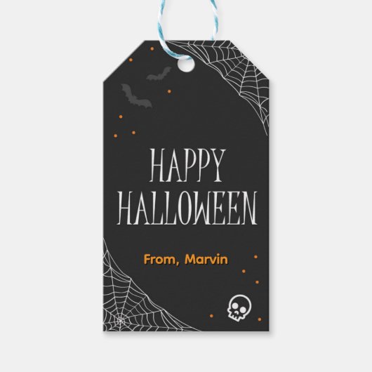 Black Web Halloween Gift Label Cadeaulabel (Voorkant)