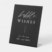 Black Weddenschap Calligraphy Bubble Wishes Off Reclamebord Met Voetstuk (Voorkant)