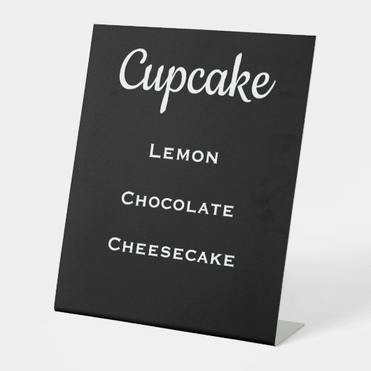 Black Weddenschap Cupcake Menu Pedestal Sign Reclamebord Met Voetstuk (Voorkant)