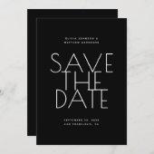 Black Wedding | Clean Typography Photo & QR Code Save The Date (Voorkant / Achterkant)