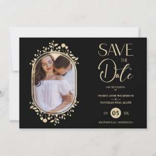 Black Wedding Fancy Ornament Lijst Flowers Foto Save The Date