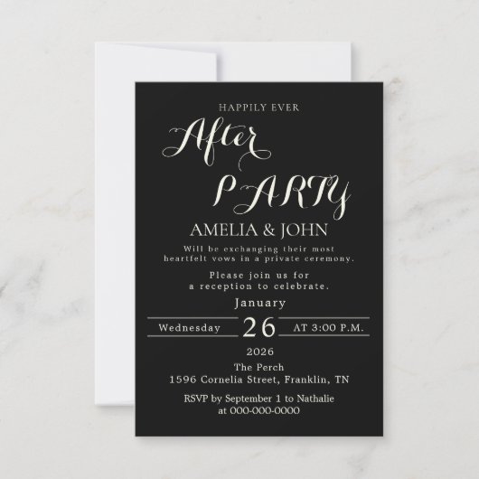 Black wedding invitation (Devant)