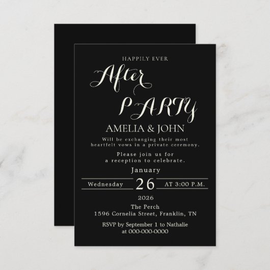Black wedding invitation (Devant / Derrière)