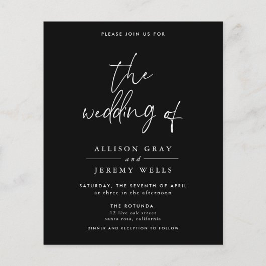 Black Wedding Invitation Flyer (Voorkant)