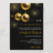 Black wedding invitation with gold text (Devant)