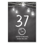 Black Wedding Mason Jar Table Number Kaart (Voorkant)