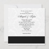 Black Wedding Monogram Damask Uitnodiging (Achterkant)