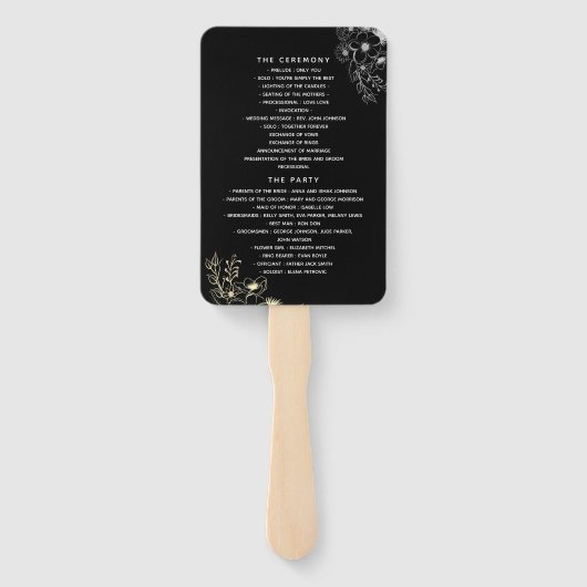 Black Wedding Program Hand Fan Handwaaier (Achterkant)