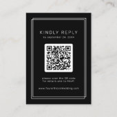 Black Wedding RSVP Kaart met QR Code / AVERY (Voorkant)