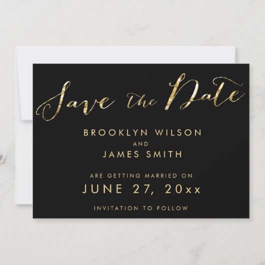 Black Wedding Save the Date Kaart Elegant (Achterkant)